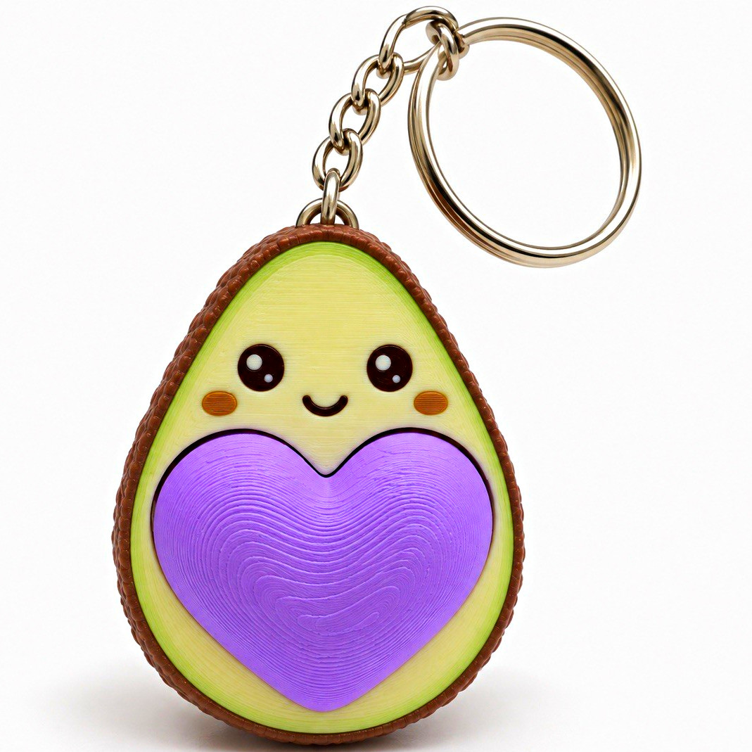 🥑 3D Printed Avocado Fidget Clicker Keychain
