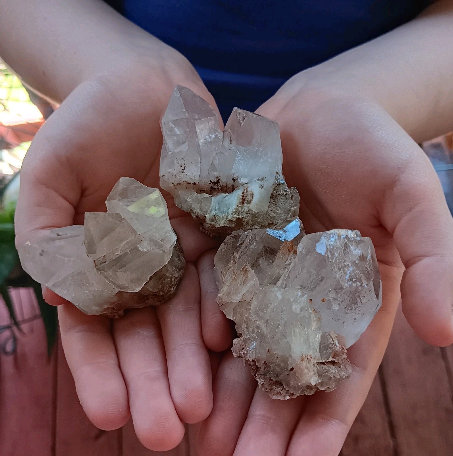 3 Natural Clear White Quartz Crystals on Matrix Terminated  Healing Specimen Lot