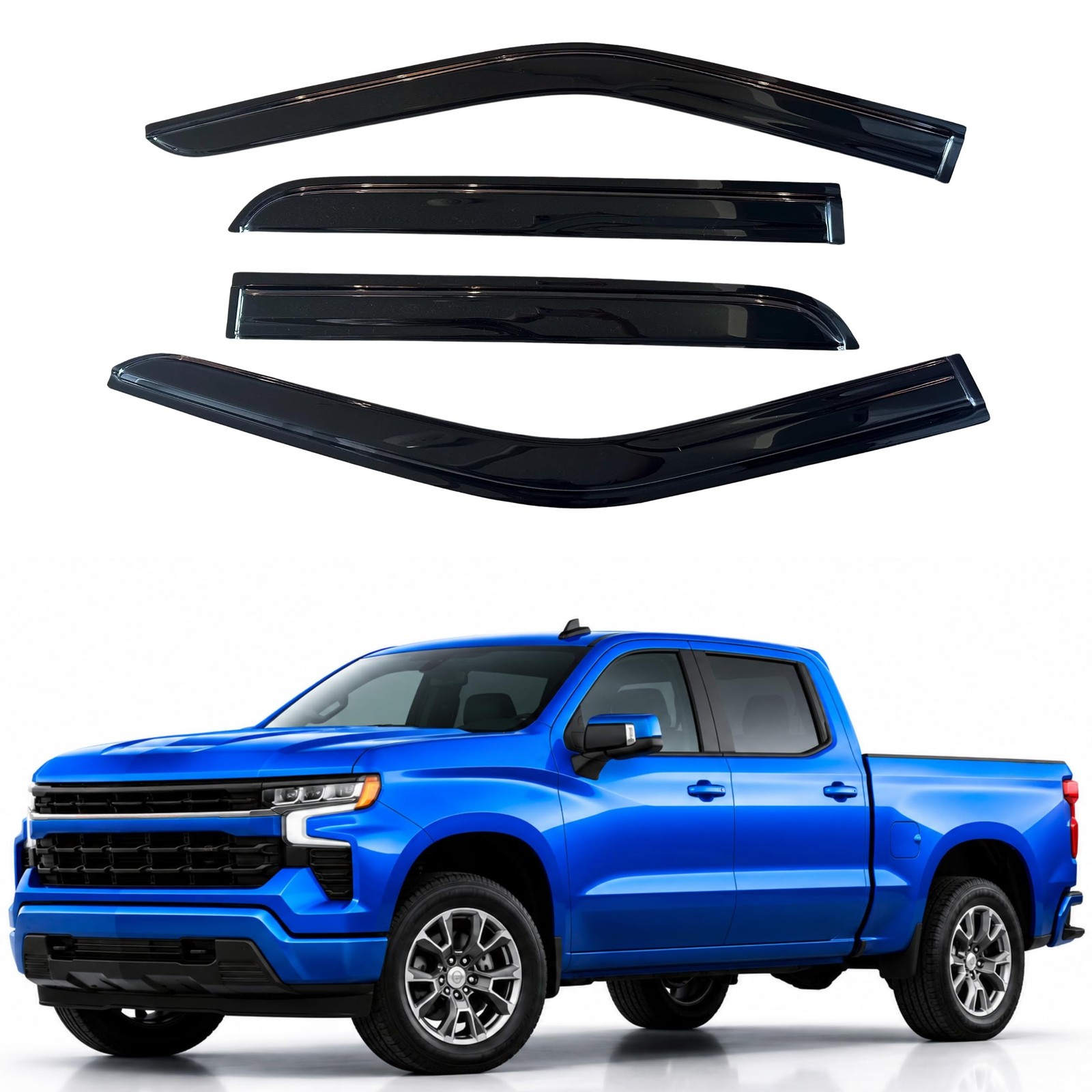 Window Visors Rain Guards for 2019-2026 Chevy Silverado 1500 Crew Cab