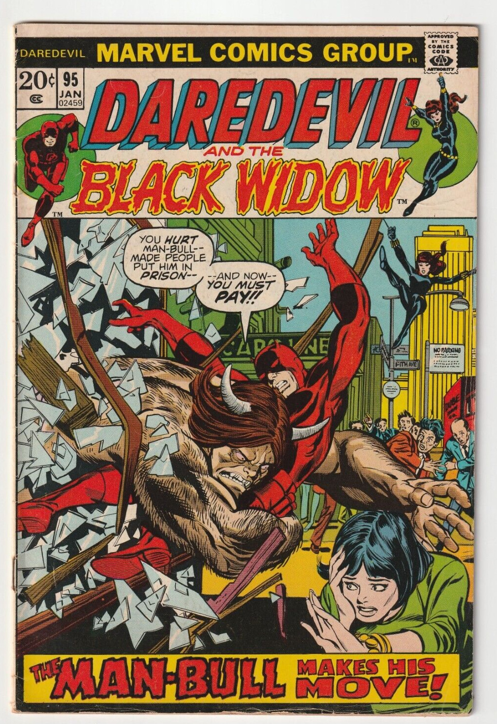 Daredevil #95 (Marvel Comics 1973) FN Black Widow Man-Bull Gene Colan