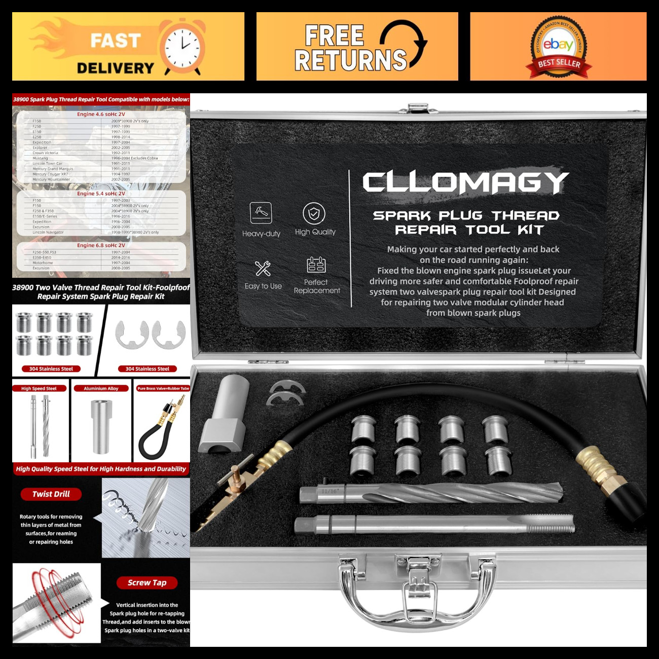 Two Valve Tool Kit for Ford Triton - Spark Plug Repair & Maintenance Set