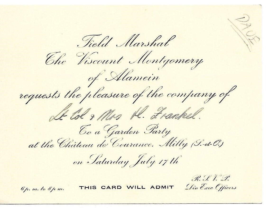 1965 Invitation ~ Field Marshal The Viscount Bernard Montgomery of Alamein