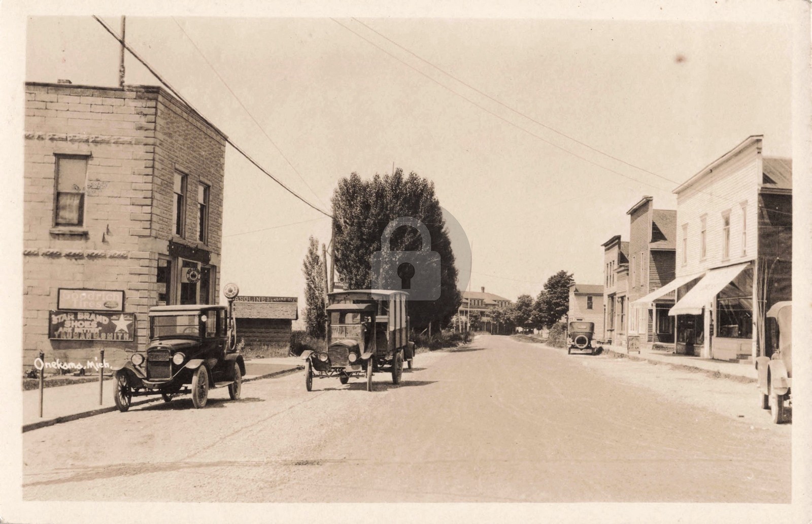 Street View Onekama MI Michigan 1925 RPPC Photo Postcard COPY
