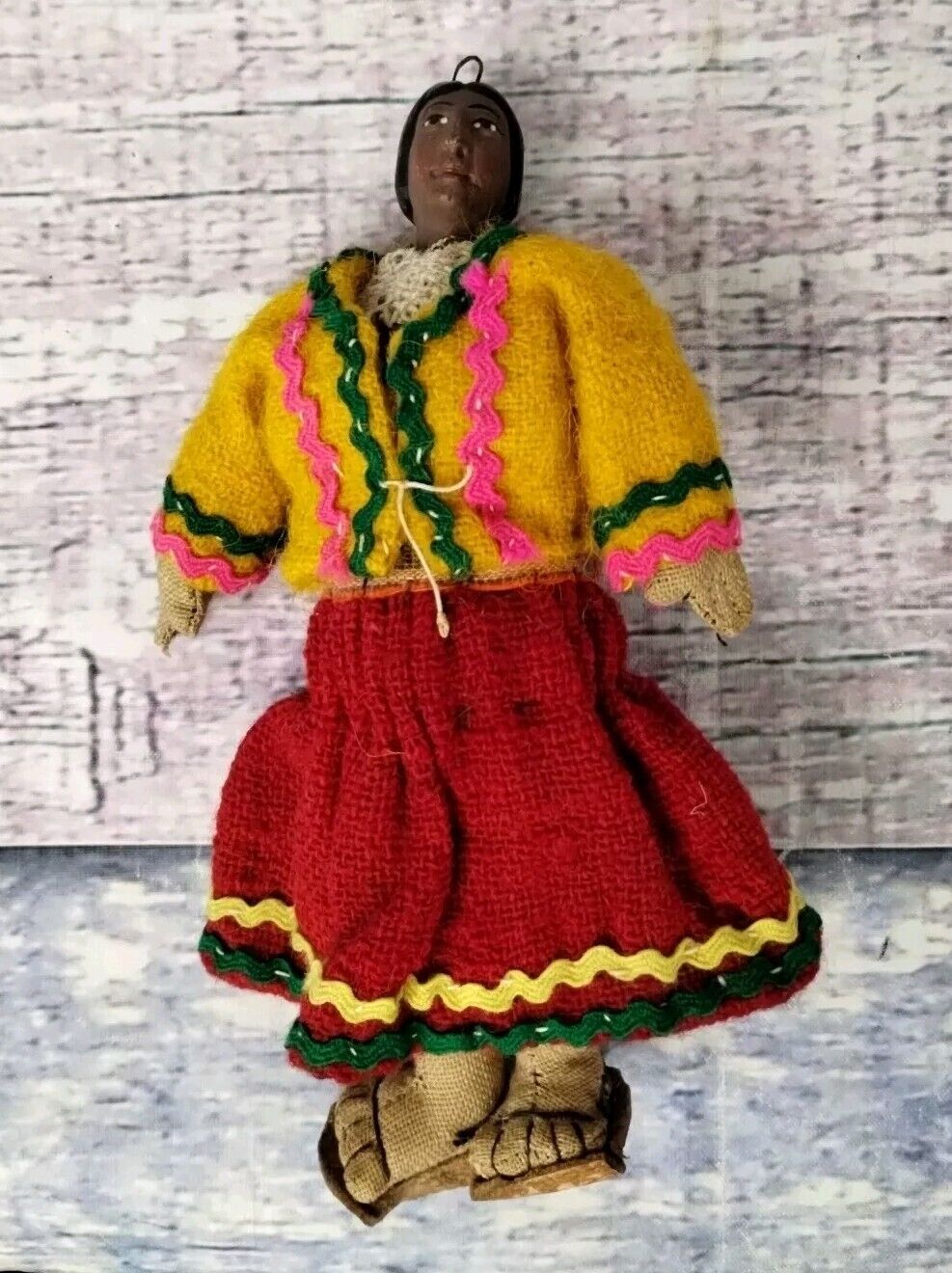 Vintage South American Peruvian Doll Figure Folk Art Handmade, 6.5\