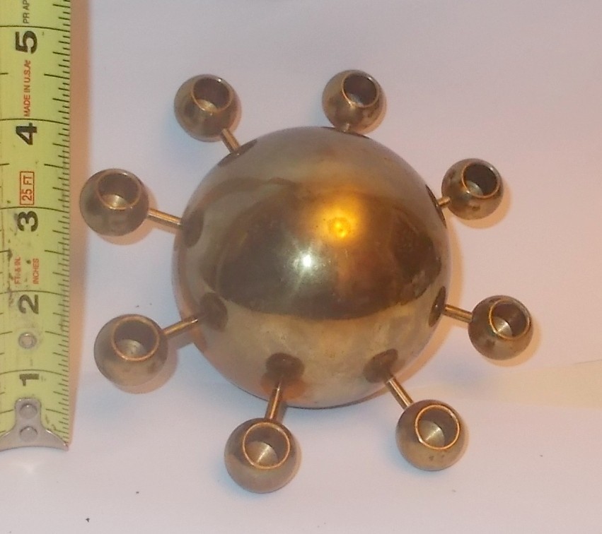 Vtg CANDLE HOLDER TORBEN OSKOV DENMARK  SPUTNIK MCM Brass
