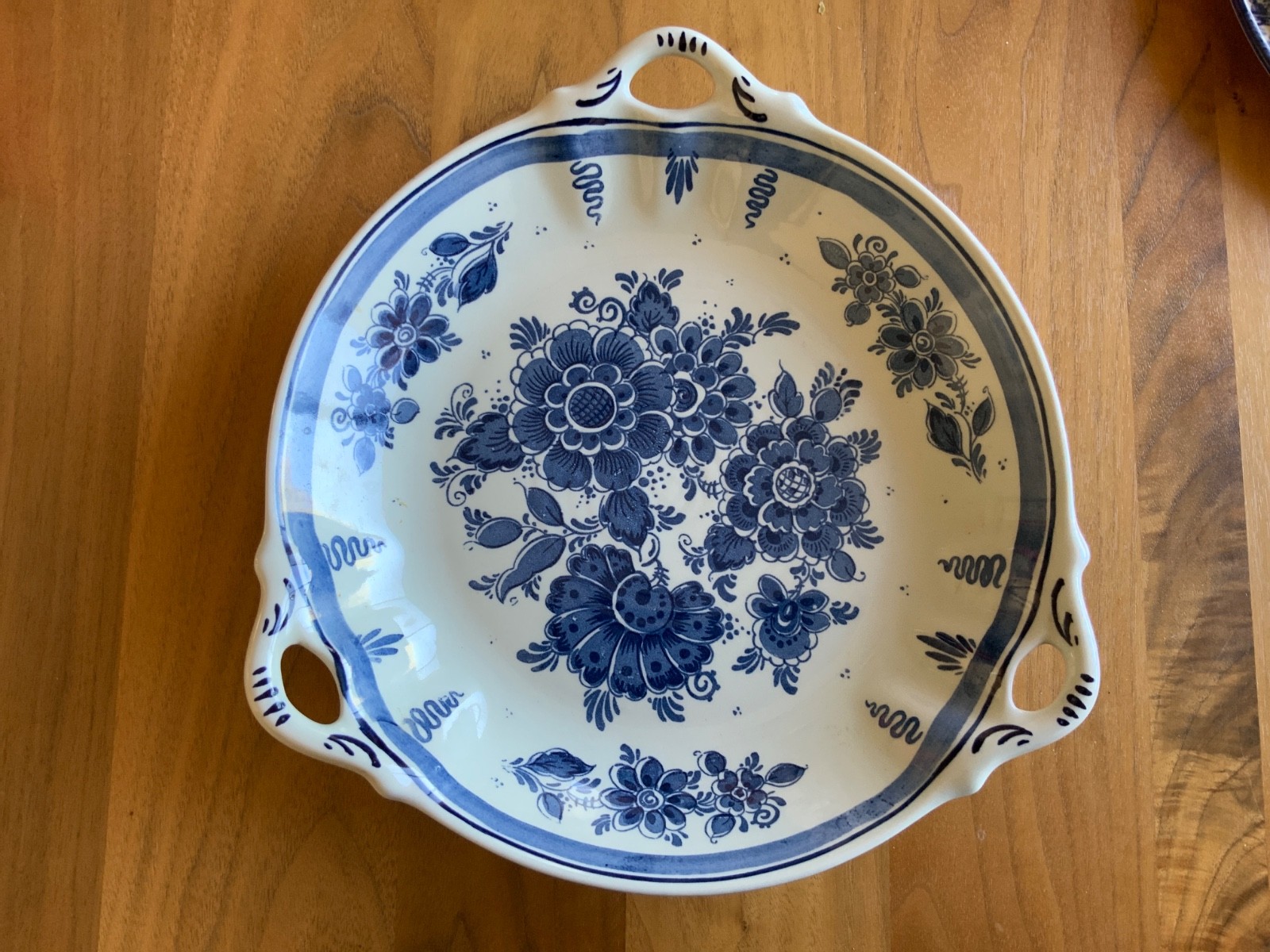 Vintage Blauw Delfts Royal Distel SCR Hand Painted Bowl, White Ceramic 11.5