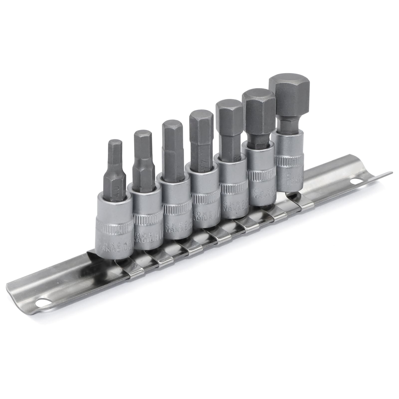 DAKCOS Hex Bit Socket Set 7pc Metric 4-12mm 1/4 Drive S2 Steel DAKCOS Hex Bit Socket Set 7pc Metric 4-12mm 1/4 Drive S2 Steel