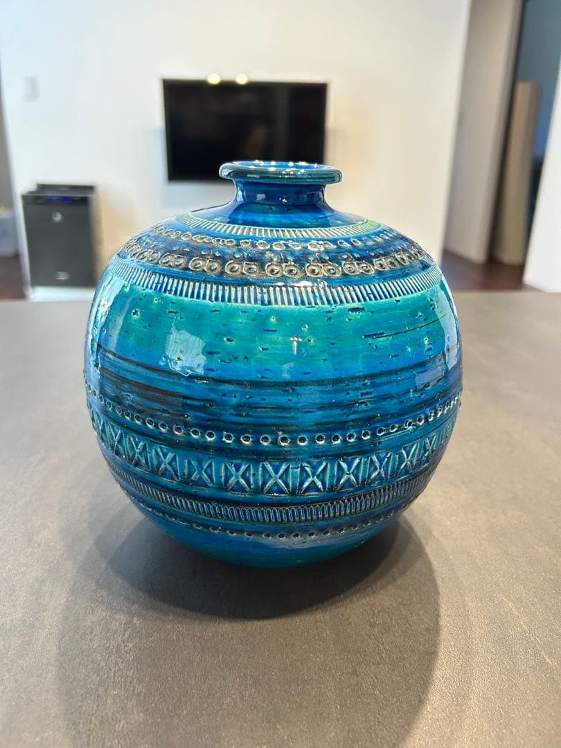 BITOSSI Flavia Rimini Blue Vase Modern Handmade Italy 22.5cm