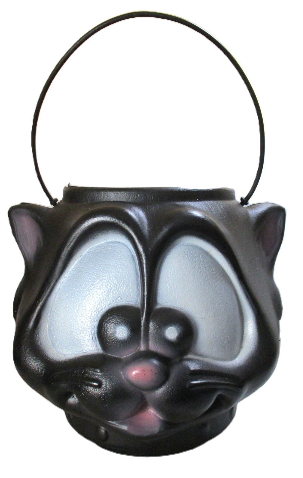 VINTAGE BIG EYE BLACK CAT BLOW MOLD HALLOWEEN TRICK OR TREAT PAIL BUCKET Y2K