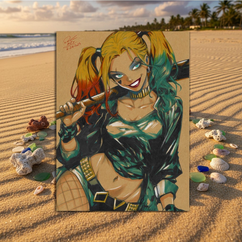 Harley quin Illustration Art Print 8.5x11 by Keyeske