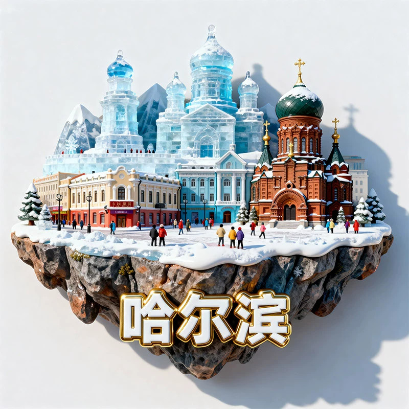 China City Harbin  Travel Souvenir metal Fridge Magnet