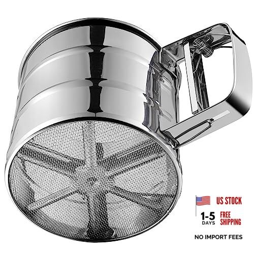 Flour Sifter, Stainless Steel Sifter for Baking, Double Layer Fine Mesh Baking