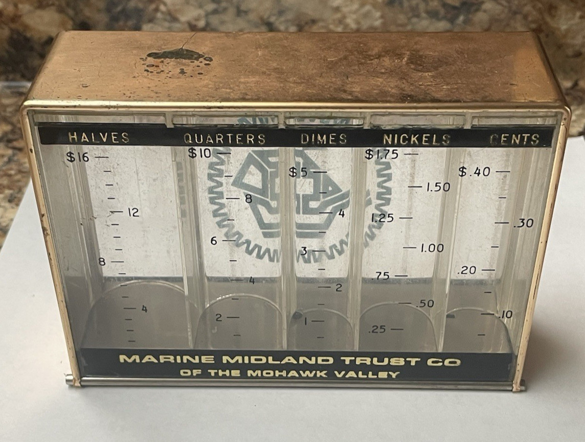 Vintage M.A. Gerett Co. Stacking Coin Bank - Marine Midland Trust Company