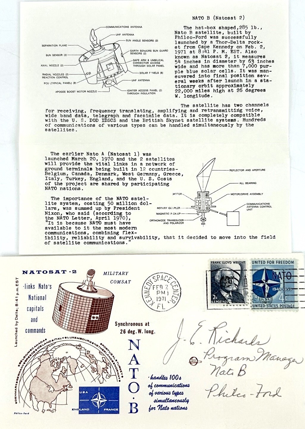 Vintage 1971 J.E. RICHARDS Autograph - Project Manager NATO-B NASA Project
