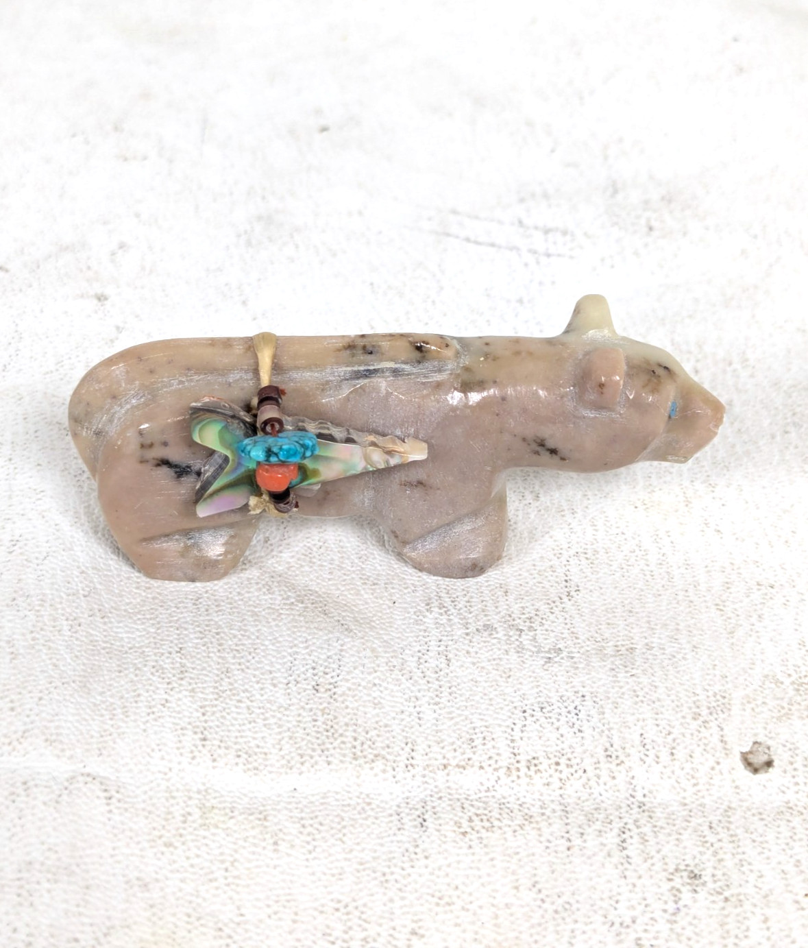 1980s Native Navajo Carved Stone Mountain Lion Fetish By Herbert Davis 3\