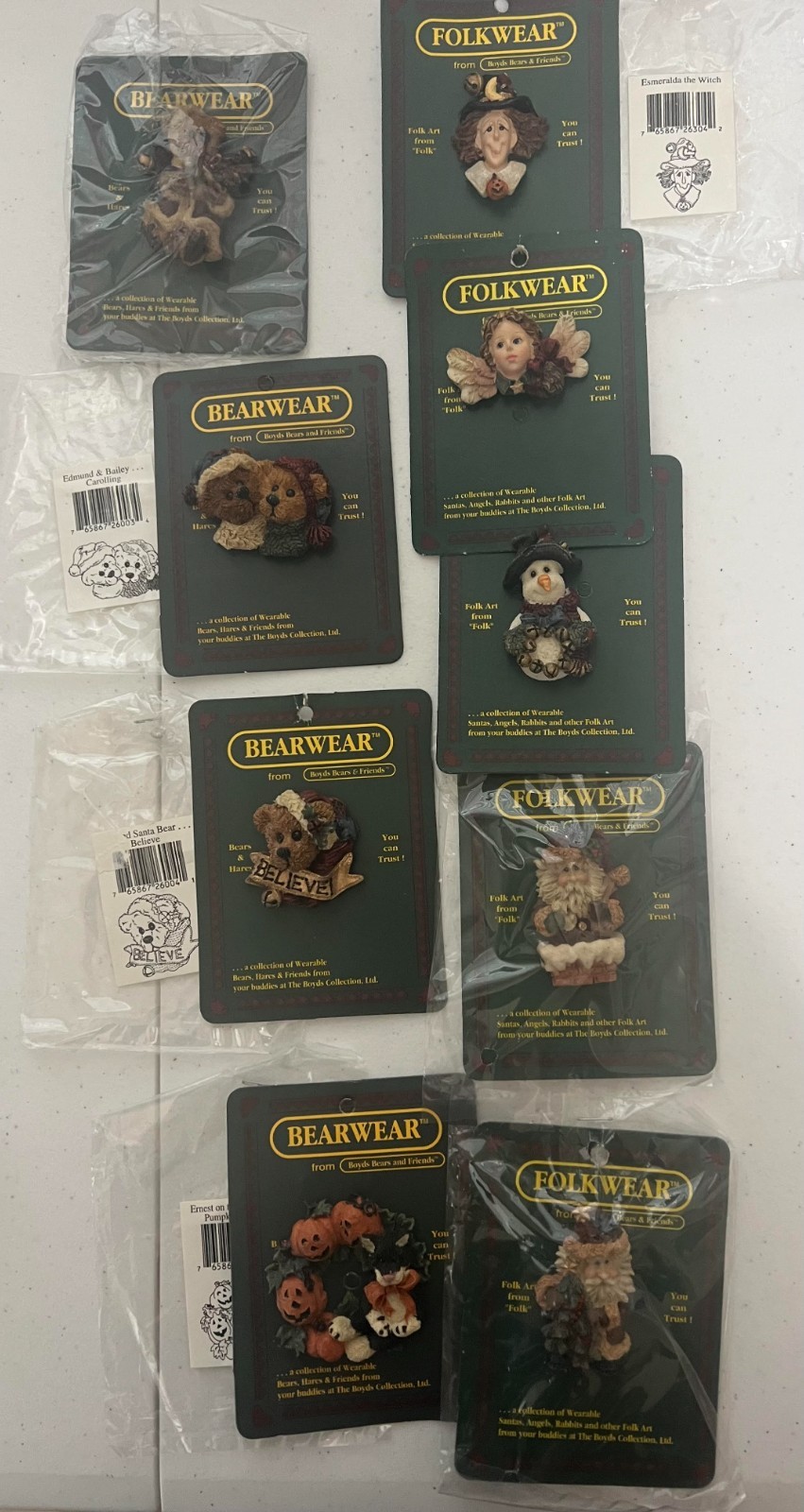 Boyds Bear Halloween & Christmas Bearwear & Folkwear 1996 Lot #2 Set of 9. New