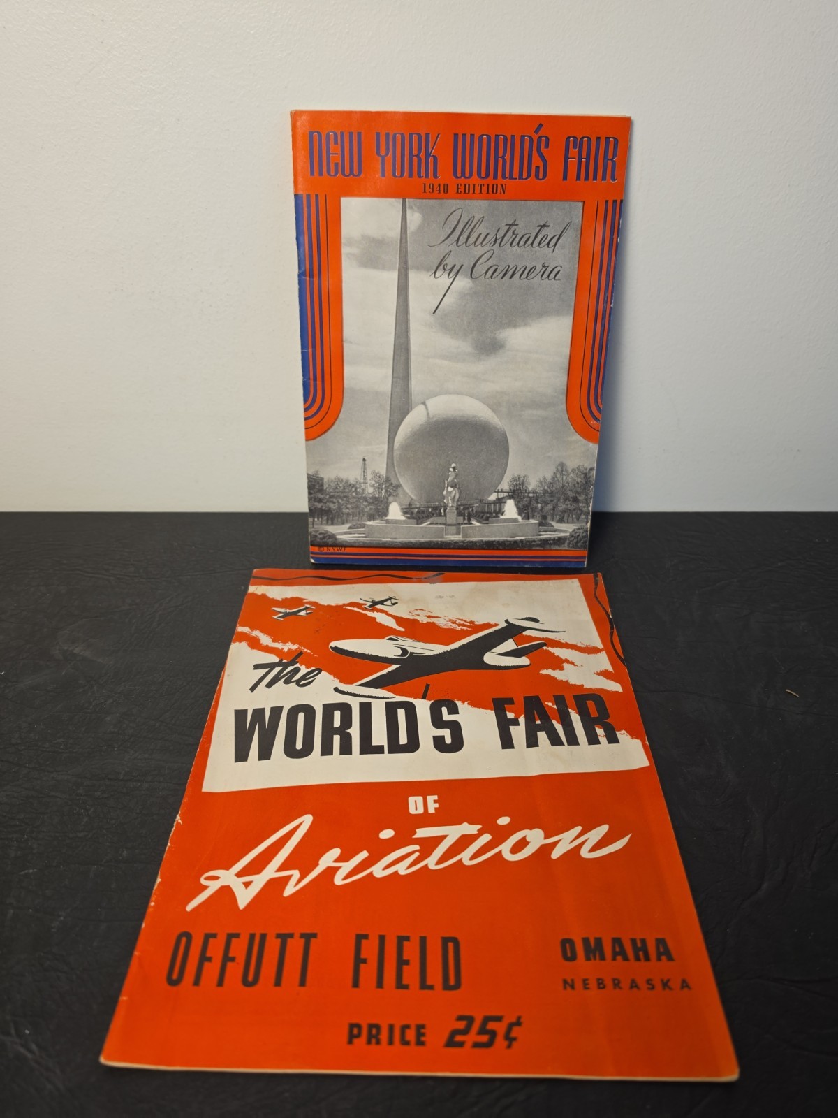 Vtg RARE Worlds Fair Lot 1940 New York Photo Book & 1946 Omaha Aviation Program