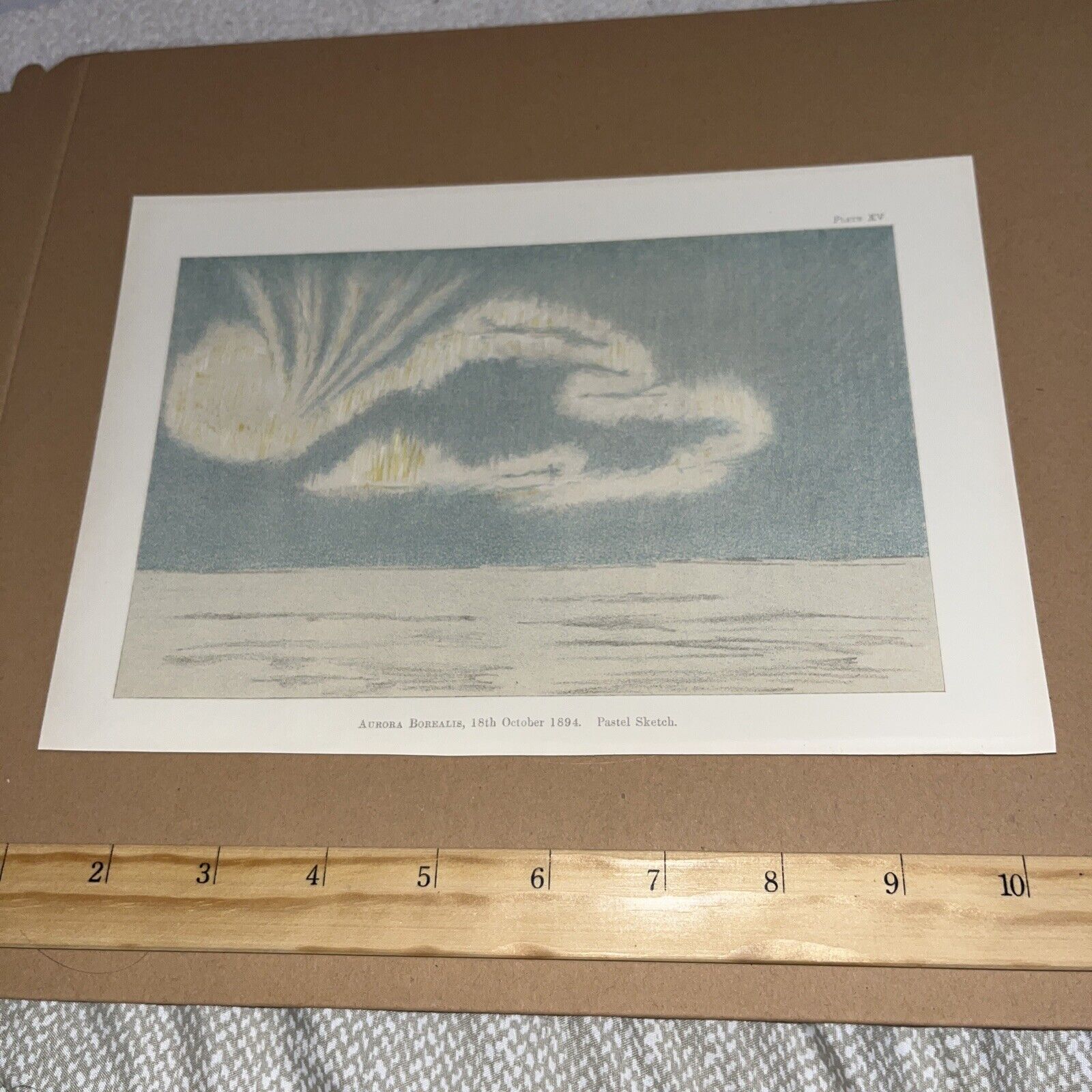 Antique 1898 Plate of a Pastel Sketch of an October 1894 Aurora Borealis