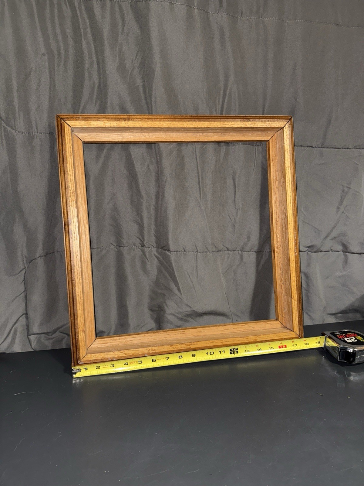 VINTAGE SOLID WOOD FRAME RIBBED 18X18x2” MCM Country Farm Shadow Box