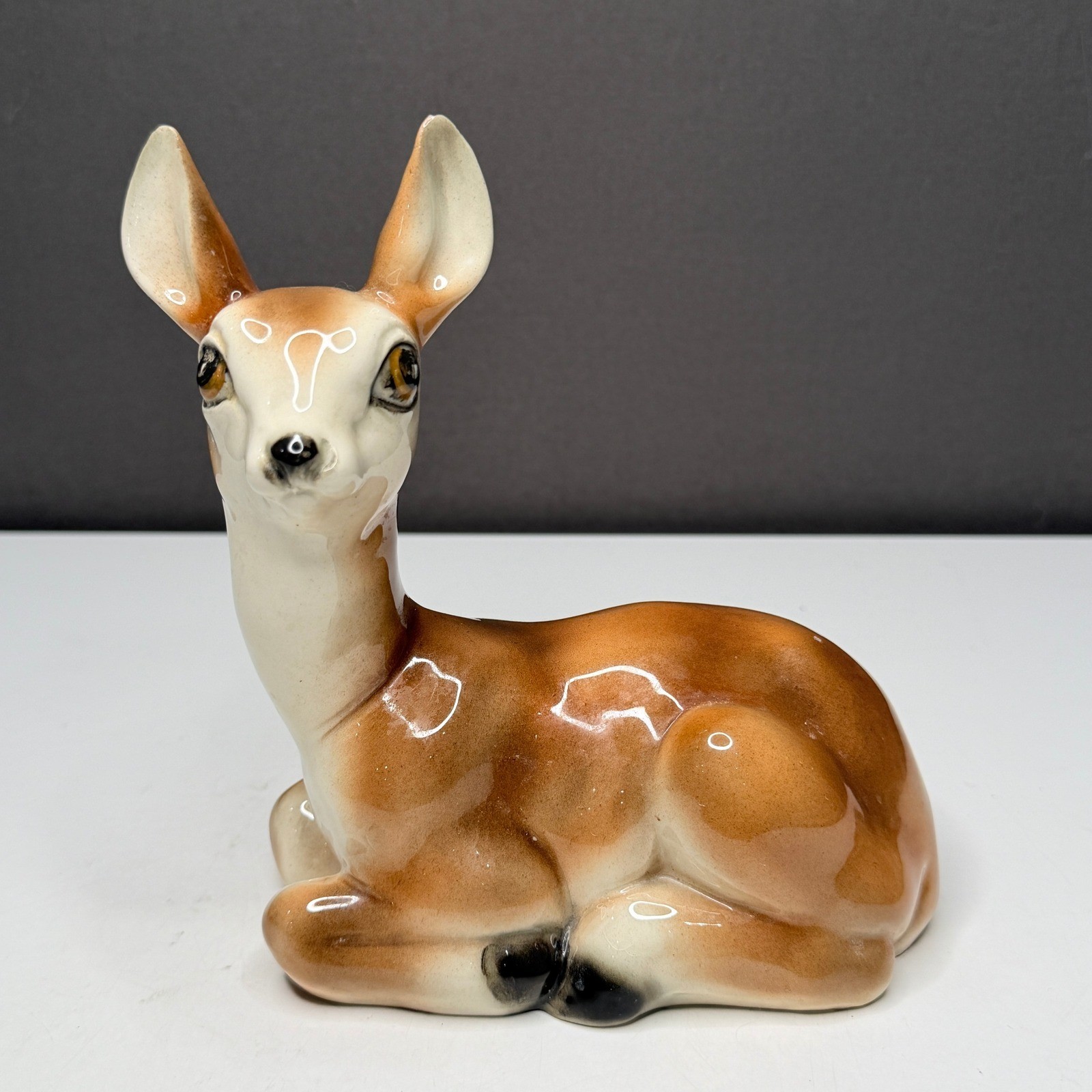 Vtg Carbet Italy Ceramic Reclining Fawn Deer Figurine 12
