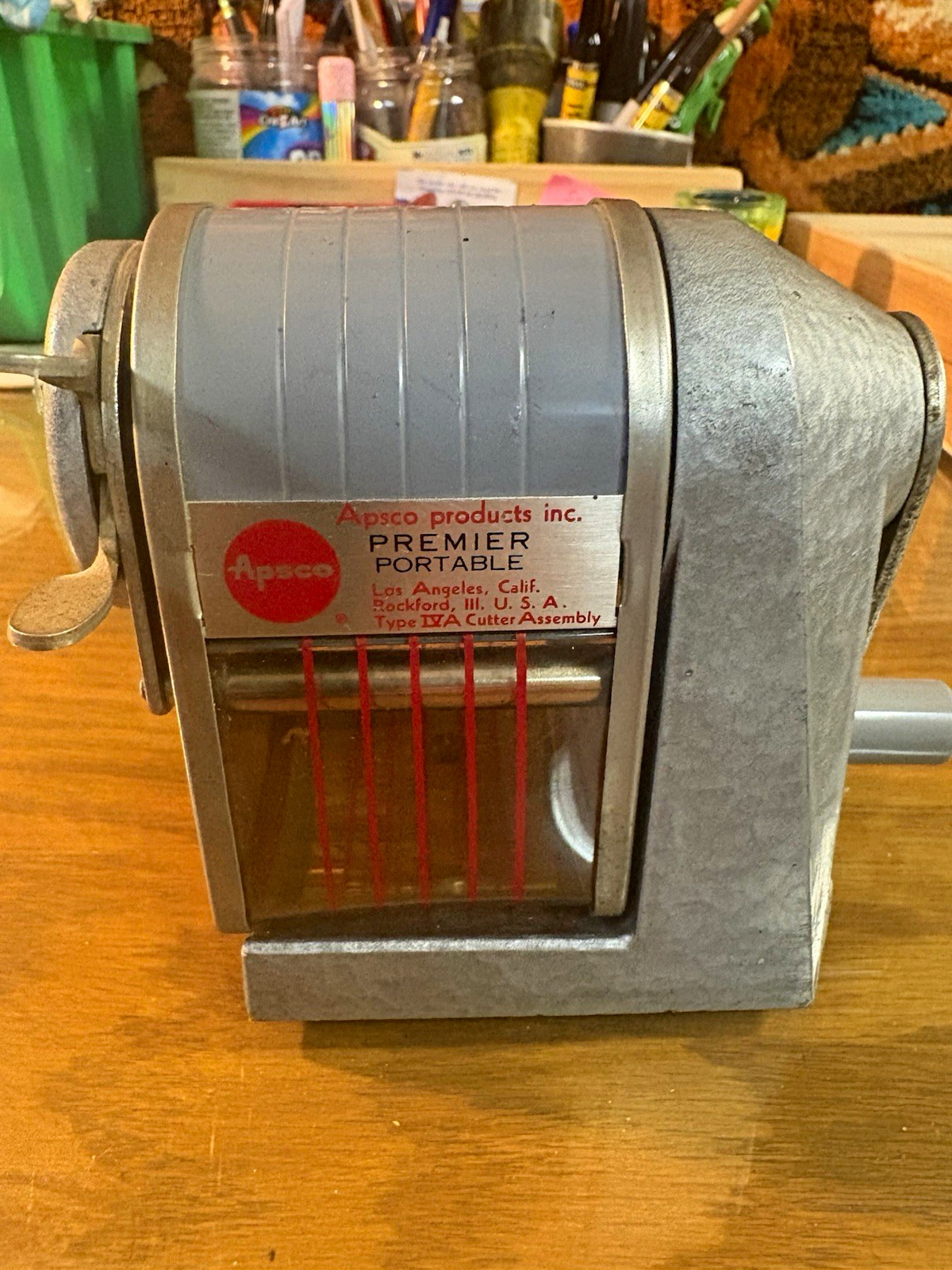 APSCO Vintage Premier Portable Metal Pencil Sharpener W Helix Cutter Assembly US