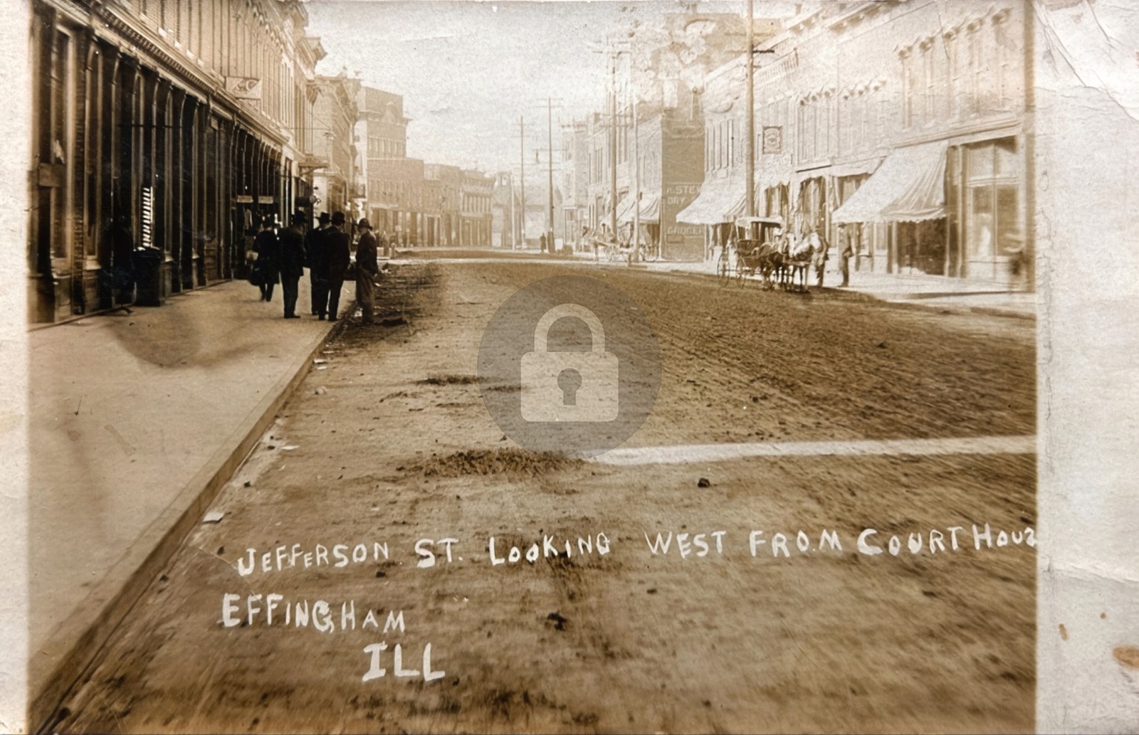 Effingham Illinois Jefferson Street Looking W IL 09 RPPC Photo Postcard COPY