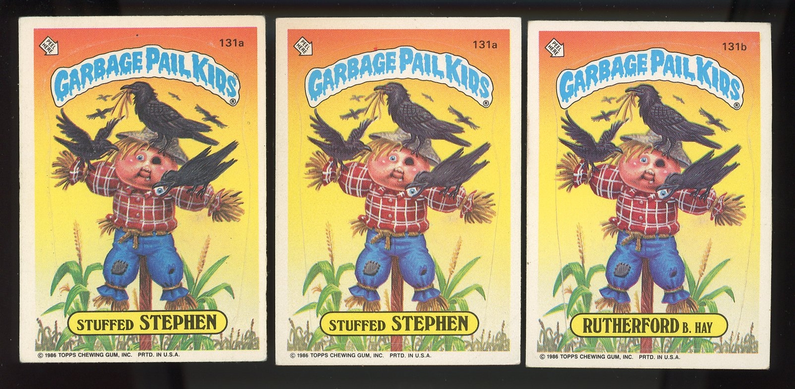 1986 Topps GPK #131a,b STUFFED STEPHAN/ RUTHERFORD B. HAY Glossy