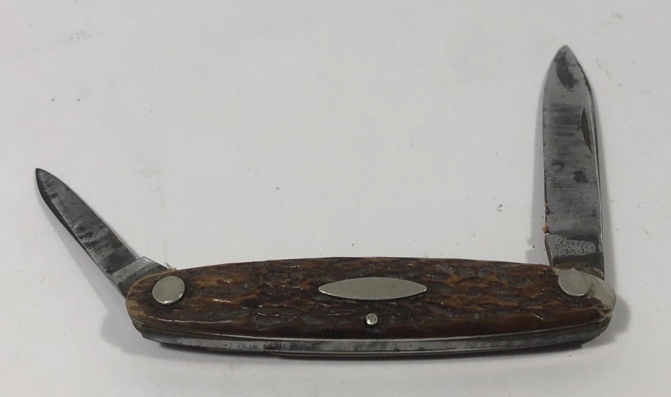 VTG Henry Sears & Son 1865 Jigged Bone 2 Blade Jack Pocket Knife USA Made