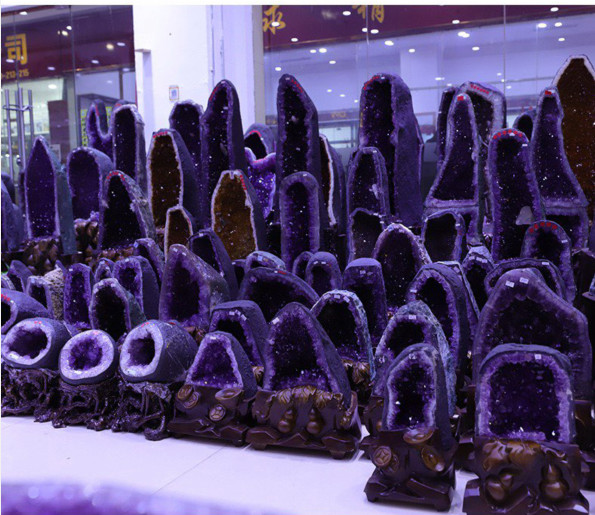 10cm-45cm Natural Uruguayan Amethyst Quartz Cave Geode Crystal Healing+base