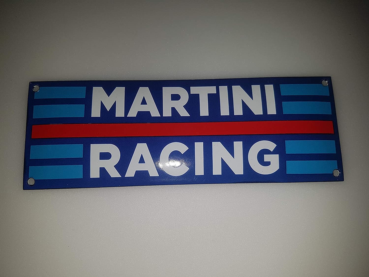 MARTINI RACING PORCELAIN DOOR ENAMEL GARAGE SIGN 7x20cm.