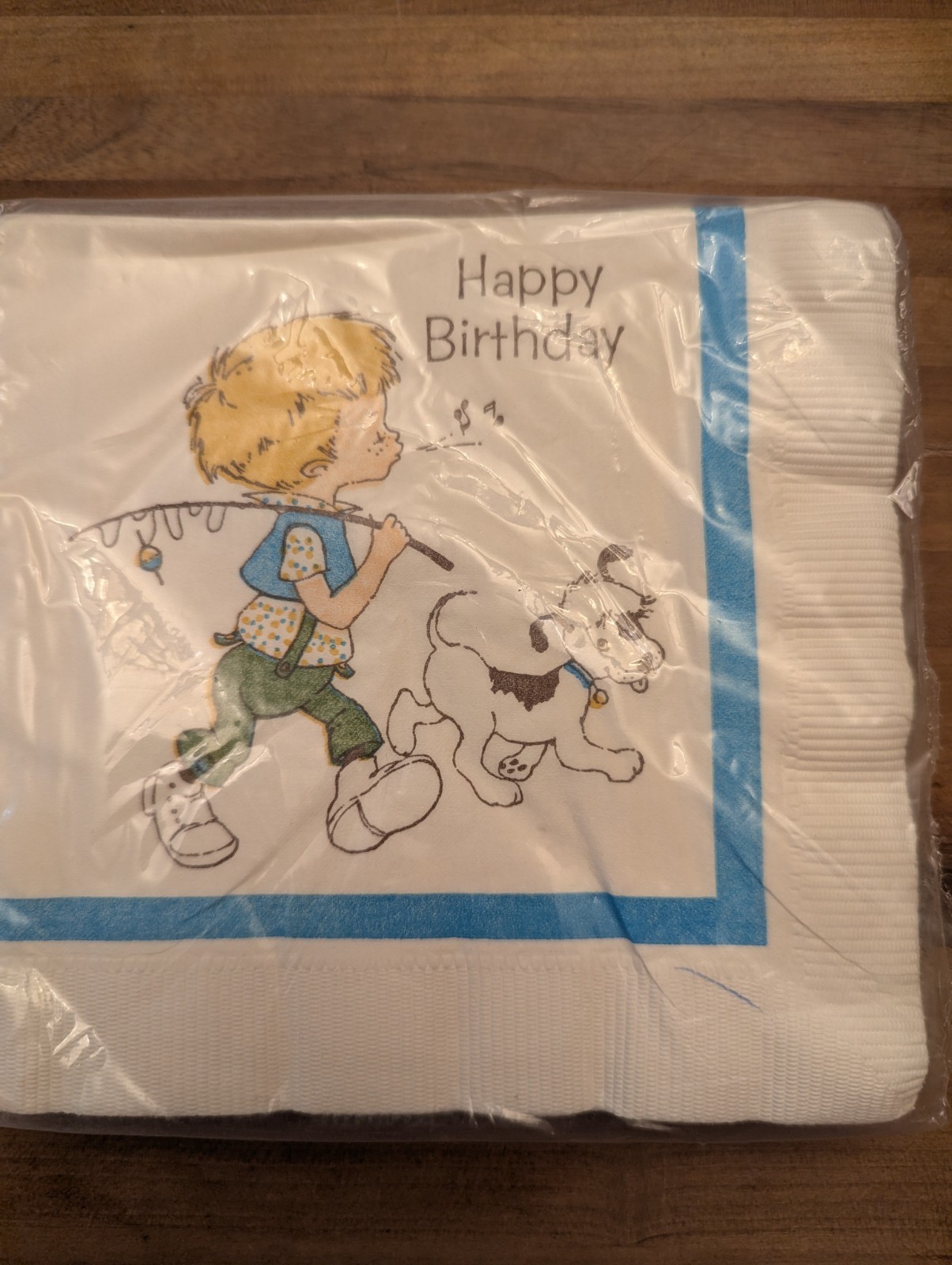 Vtg American Greetings Fishing Boy Dog Happy Birthday Paper Napkins USA NOS Seal Vtg American Greetings Fishing Boy Dog Happy Birthday Paper Napkins USA NOS Seal