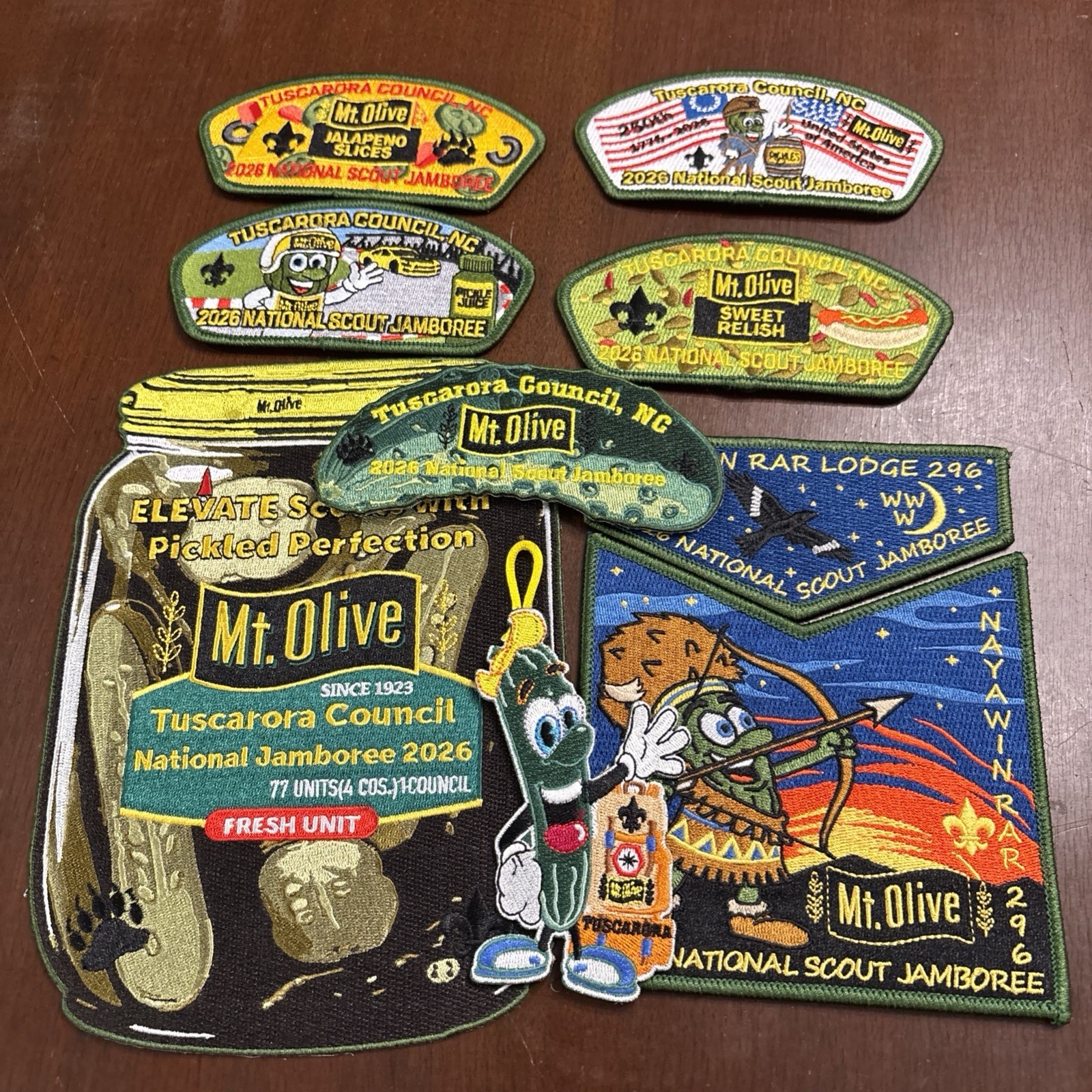 Tuscarora Council 2026 National Jamboree Patch Set Mt. Olive Pickles DELEGATE