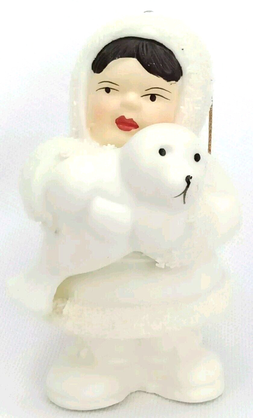 Vintage Arctic Kids Of Alaska Snowbaby Christmas Ornament Eskimo & Seal