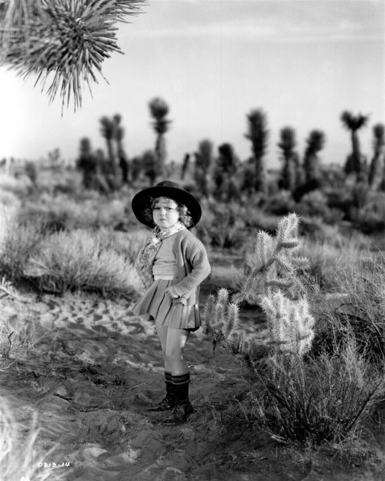 Shirley Temple looks cute in western hat in desert landscape 8x10 real photo