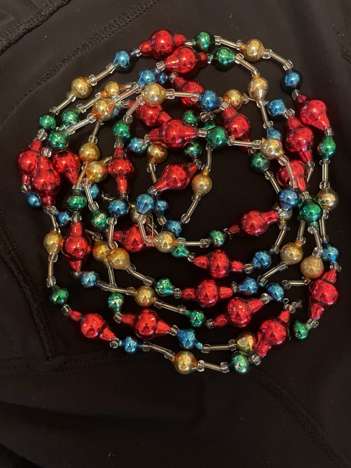 Vintage Mercury glass beaded garland - Light- perfect for feather trees 8 feet