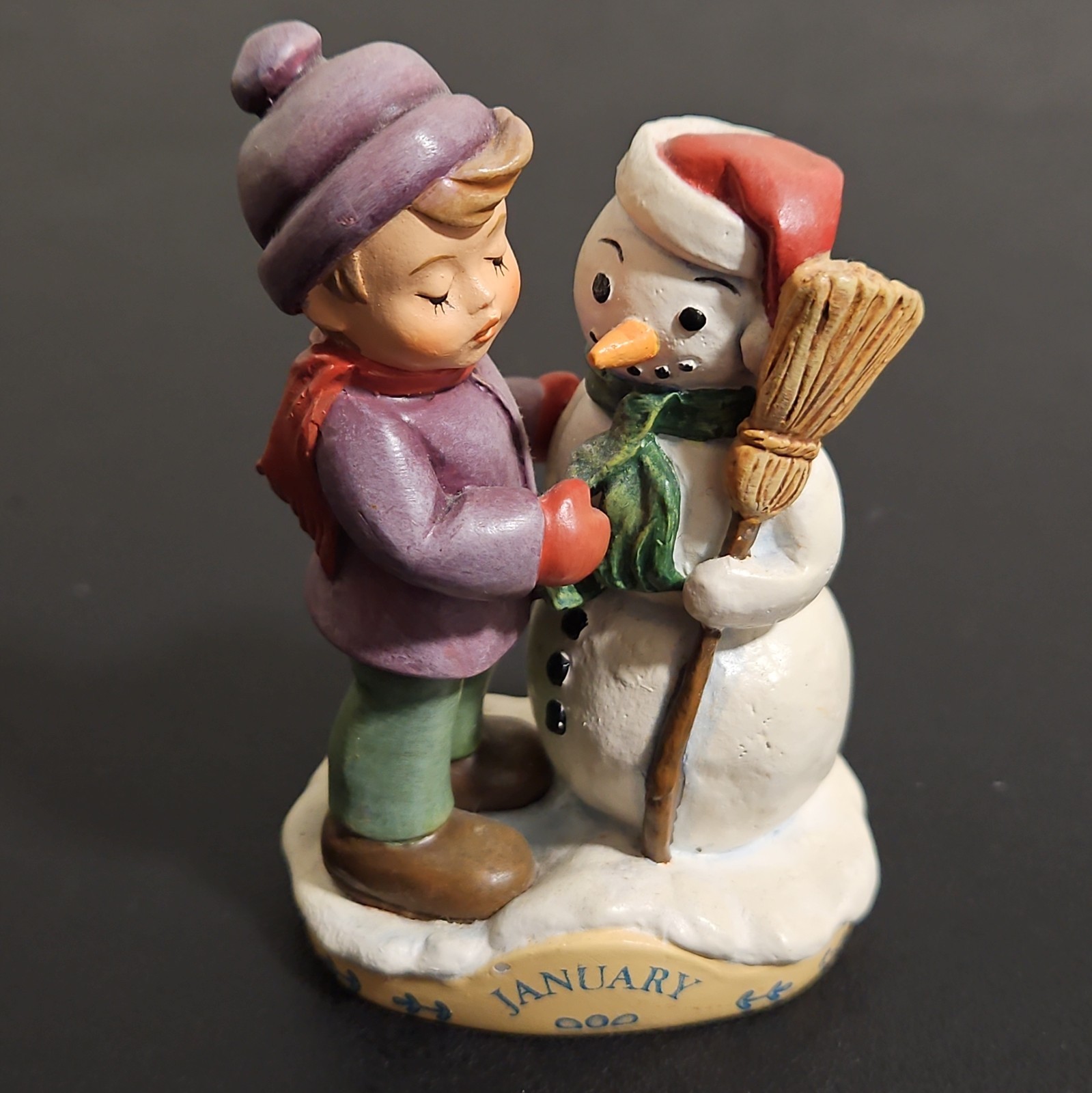 MJ Hummel 2016 Calendar Figurine January-Snowman & Boy