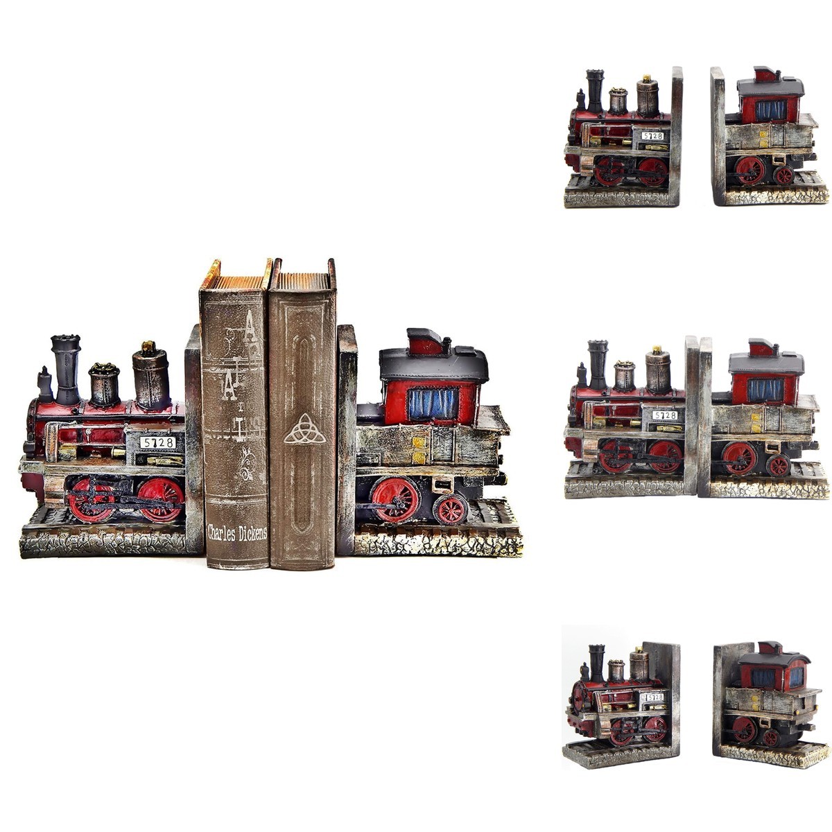 Bellaa Train Steam Locomotive Engine Vintage Decorative Book Ends Bookshelf Bellaa Train Steam Locomotive Engine Vintage Decorative Book Ends Bookshelf