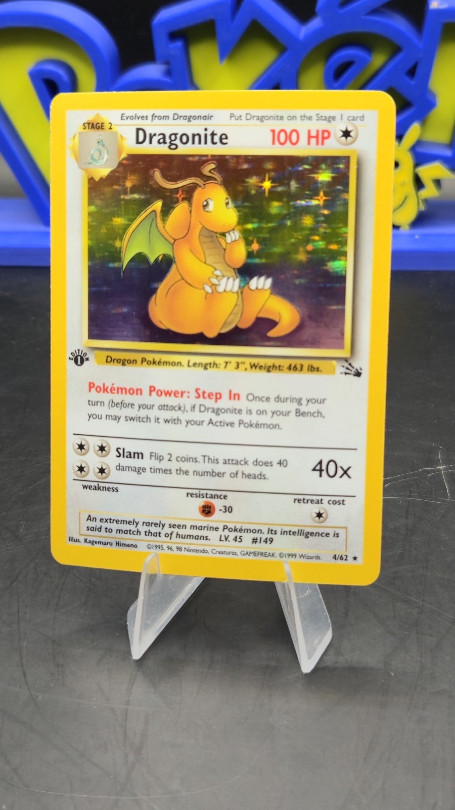 Dragonite Holo Rare 1st Edition 4/62 Fossil WOTC Vintage Pokemon MINT PSA