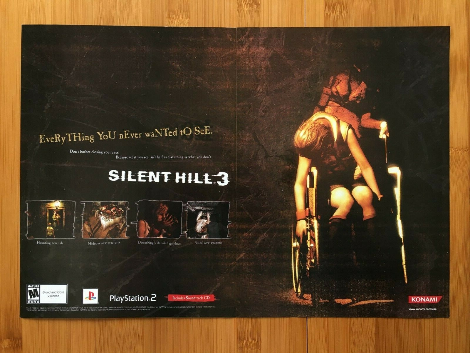 2003 Silent Hill 3 PS2 Playstation 2 Vintage Print Ad/Poster Official Horror Art