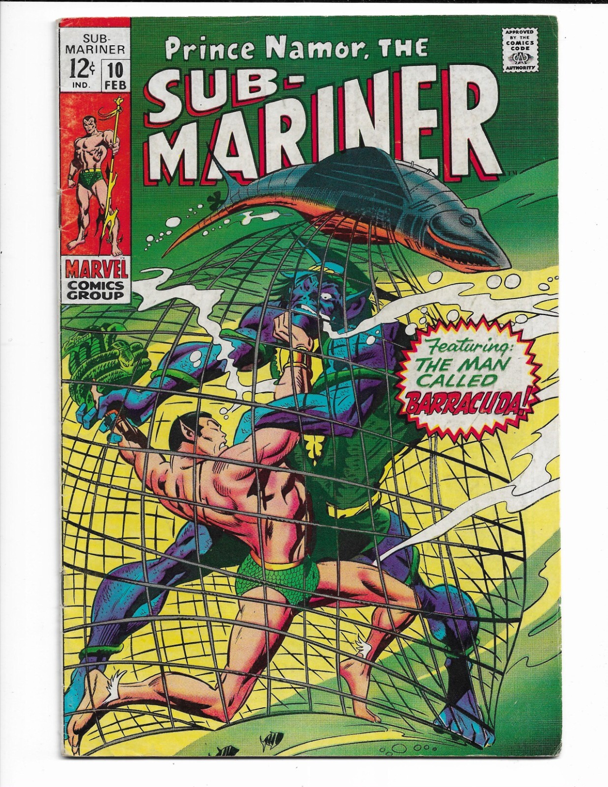 SUB-MARINER 10 - VG/F 5.0 - BARRACUDA - LEMURIANS - NAGA (1969)