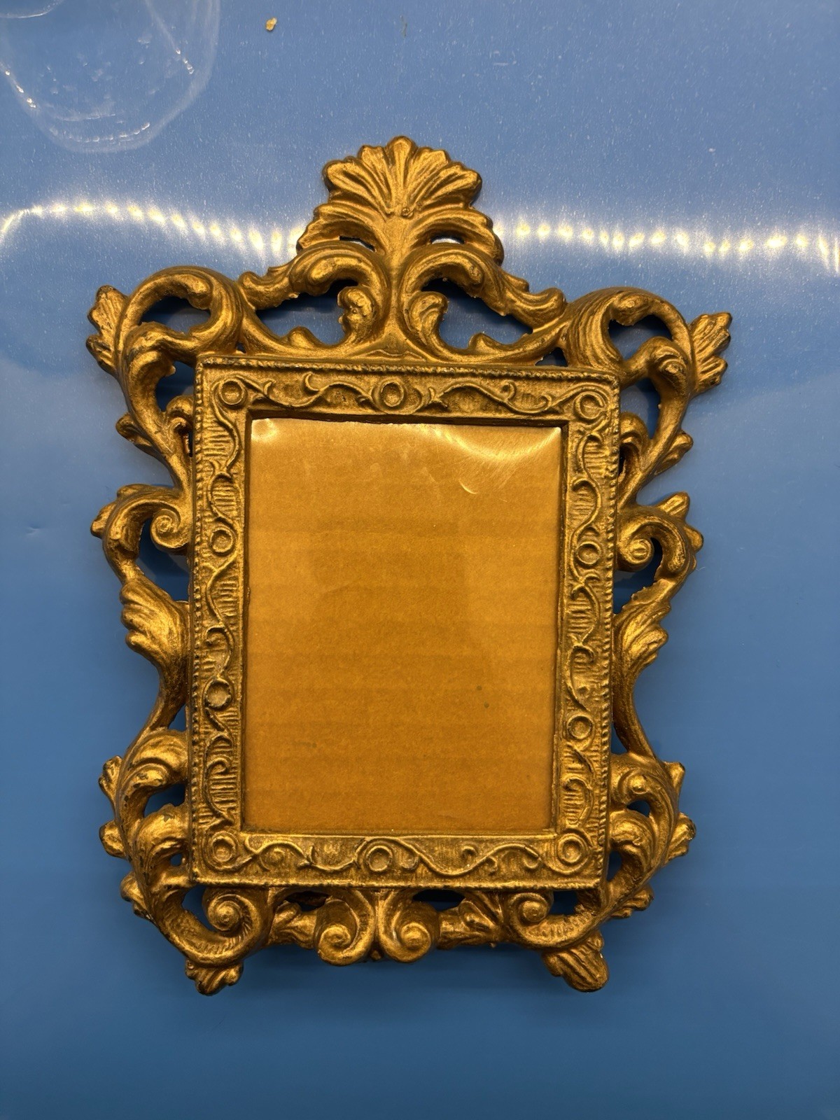 Antique Solid Brass Art Nouveau  Gold  Picture Frame #7247