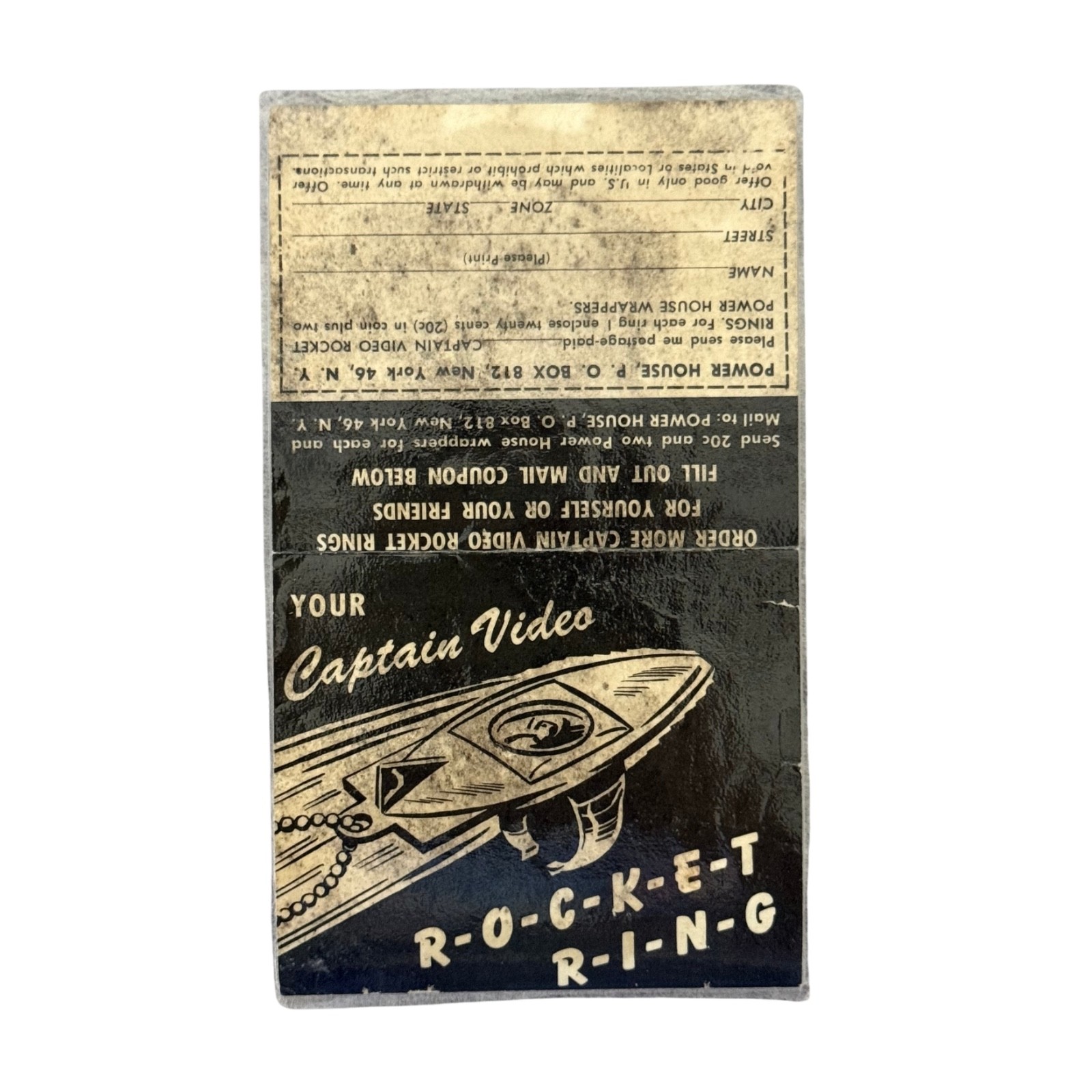 1950s Captain Video Rocket Ring Power House Candy Original Paper Laminated