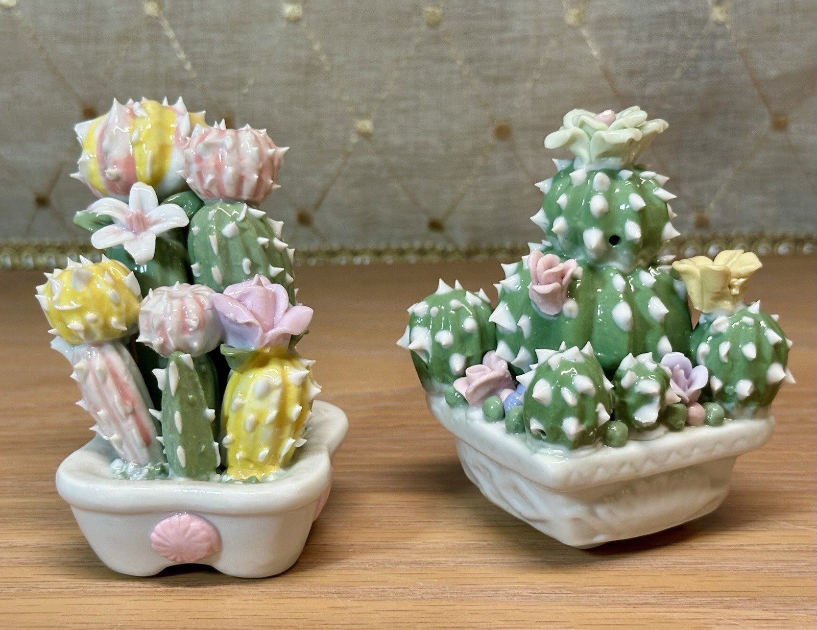 Vintage Porcelain Cactus Succulent Garden Flowers 3.5\