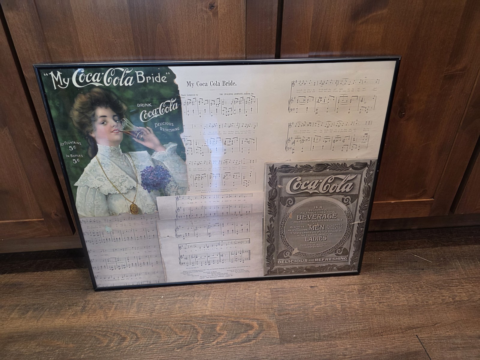 1906 1907 My Coca Cola Bride Sheet Music Framed Antique Song Ad Soda Collectible