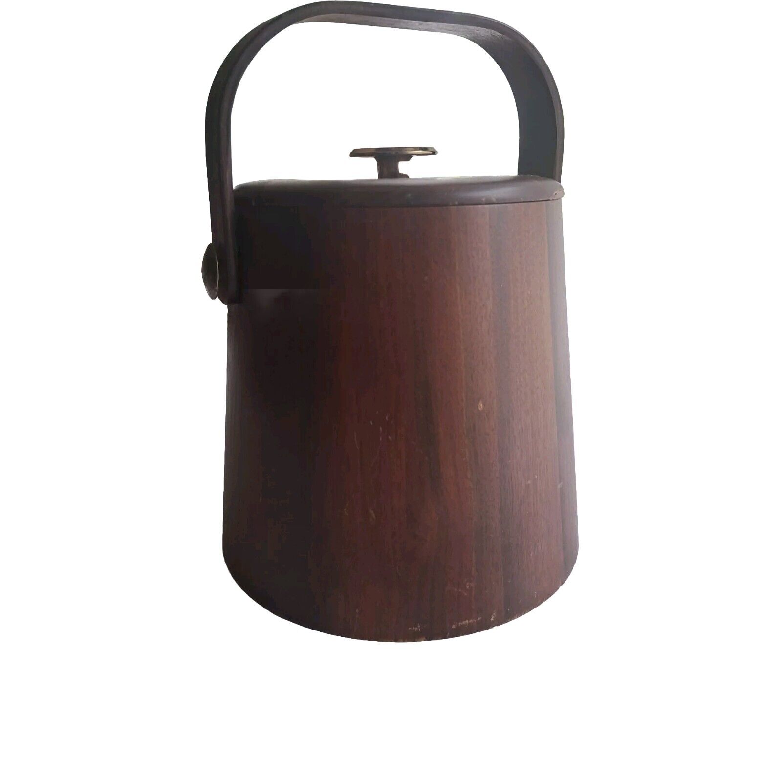 Vintage Mid Century/ Danish Modern Walnut Wooden Ice Bucket with Insert