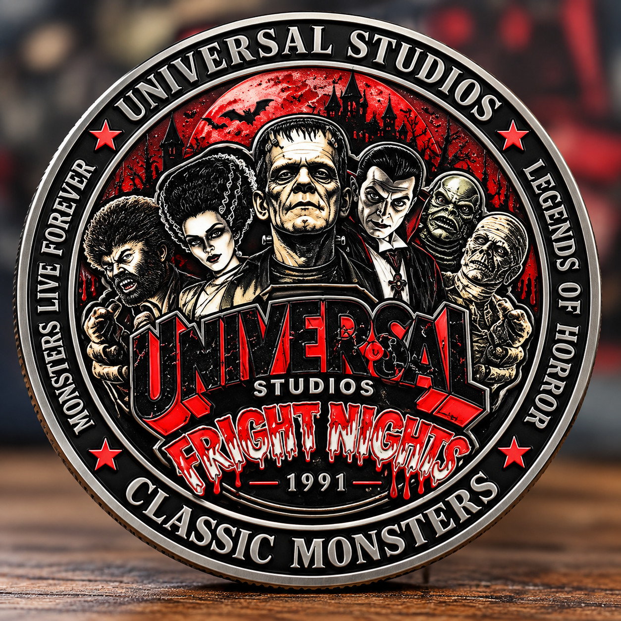 Universal Studios Classic Monsters Fright Nights Horror Challenge Coin 2 side US
