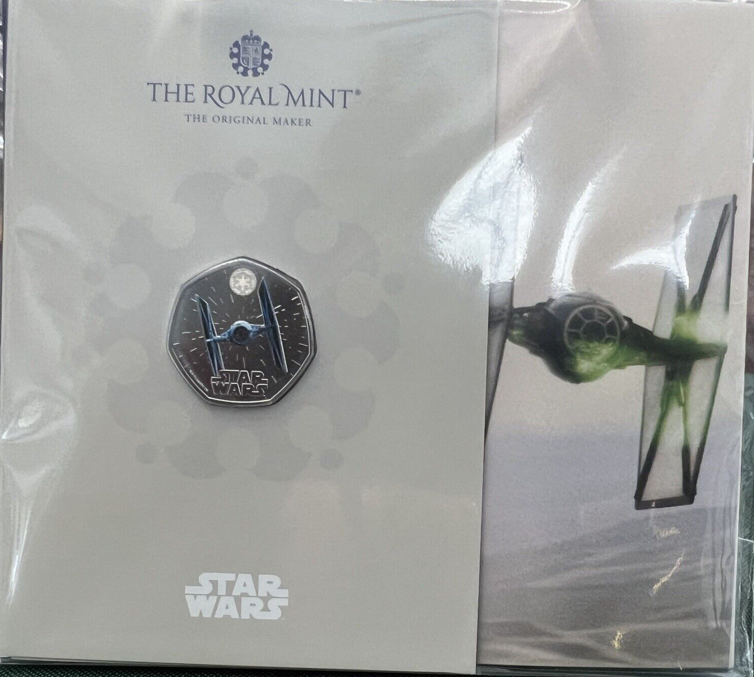 2024 Star Wars TIE Fighter Vehicles Icon 50p Color 3d BU Coin Royal Mint Folder