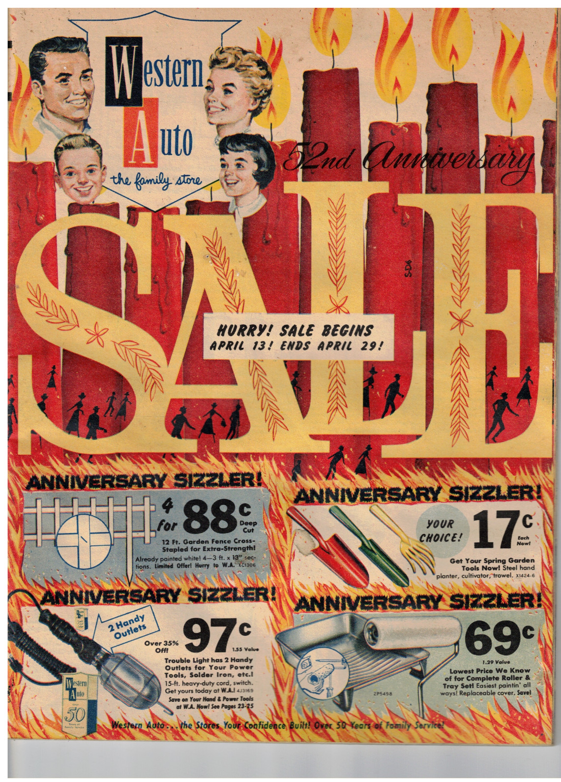 VINTAGE 1961 WESTERN AUTO SALE FLYER BIKES/APPLIANCES/LAWN MOWERS/FISHING/FANS