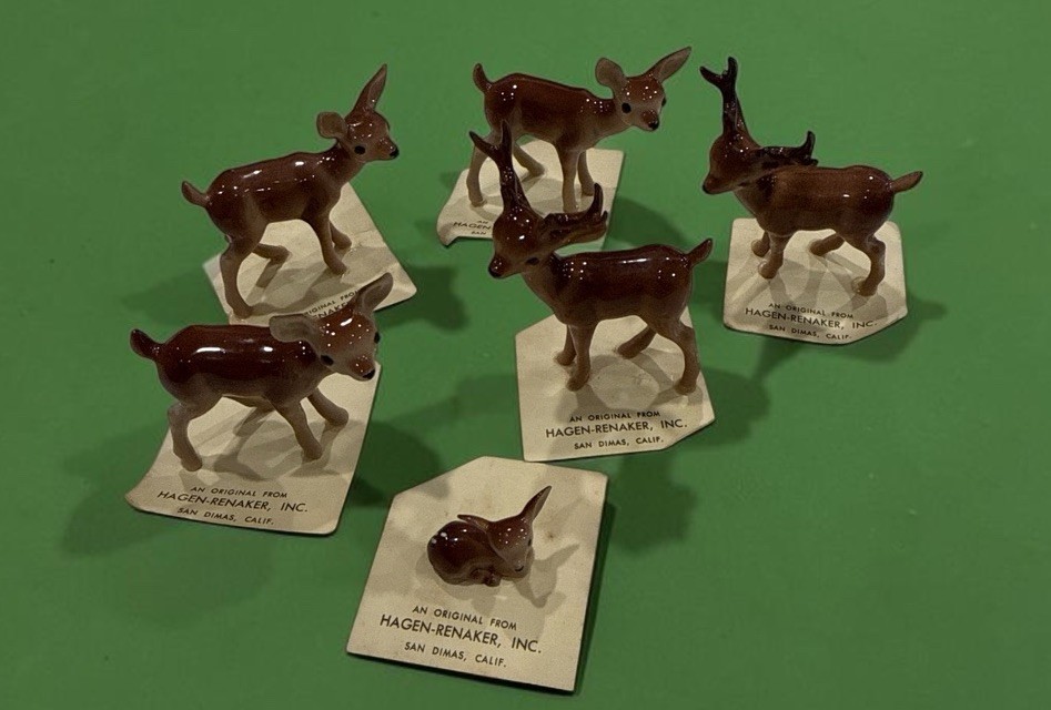 Vintage Hagen Renaker Deer Fawn Family Figurine Lot Orig. Label