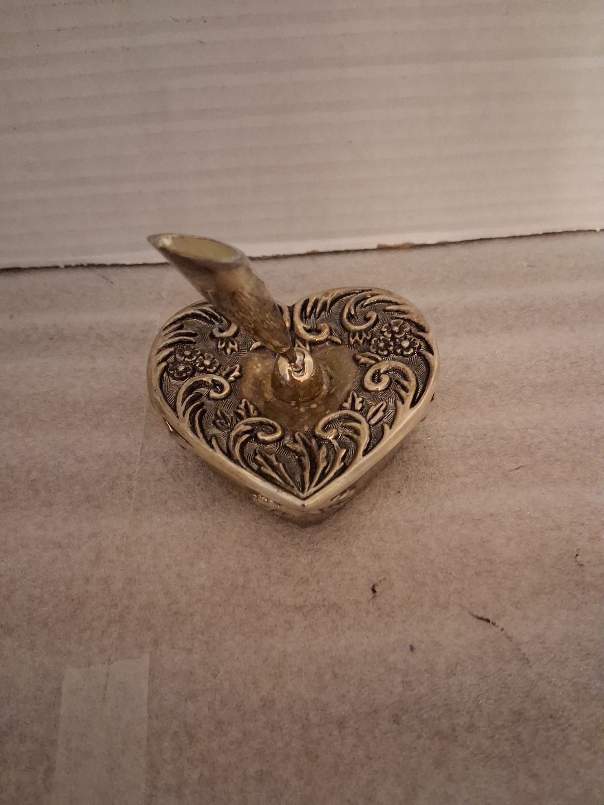 Vintage Godinger Silver Art Co. 1992 Heart Shaped Pen Holder W Flowers Scrolls